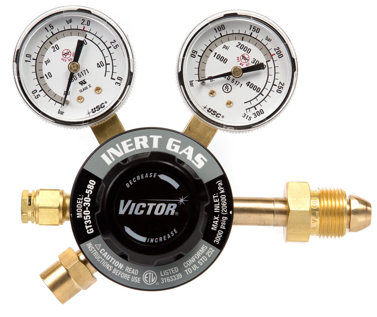 Victor Gas Apparatus Victor GT350 Two-Stage Inert Gas Regulator (CGA 580) 0781-4263