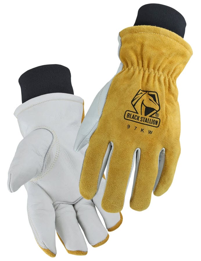 Black Stallion Winter Drivers Gloves - Water-Resistant Grain Cowhide Palm/Split Back 97KW