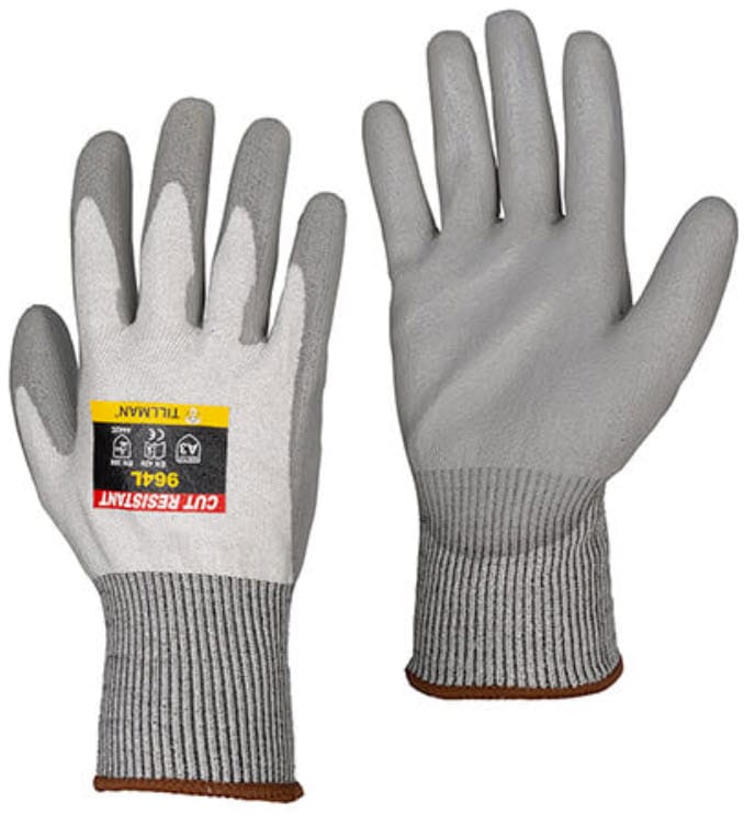 Tillman grey cut resistant work gloves with knit cuffs