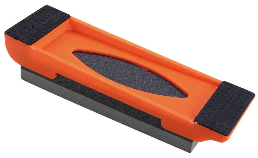 BuildPro orange and black sanding block with textured grip