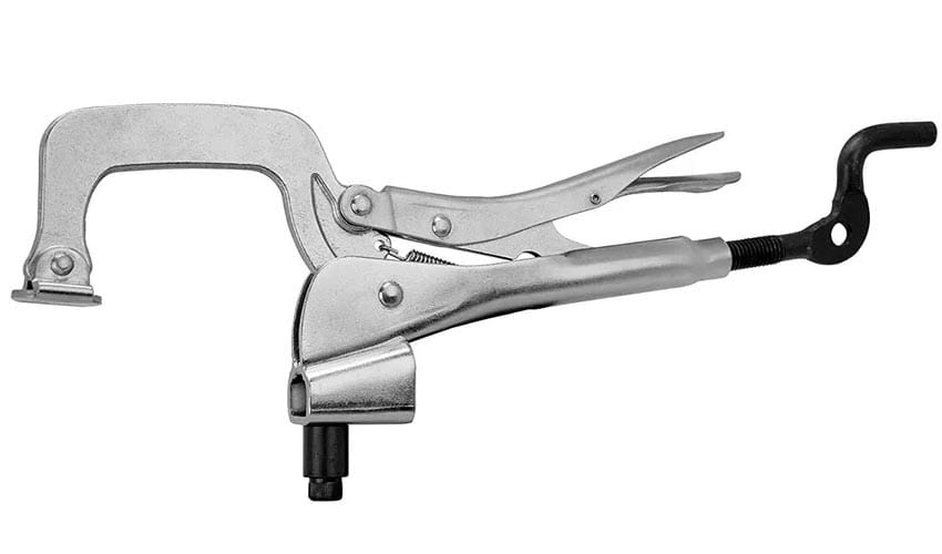 BuildPro locking C-clamp with swivel pad and adjustment screw
