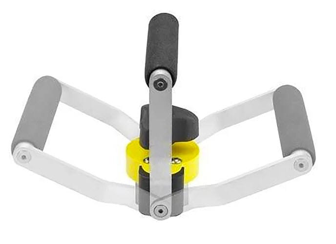 Magswitch magnetic sheet lifter with dual handles and yellow central magnetic base