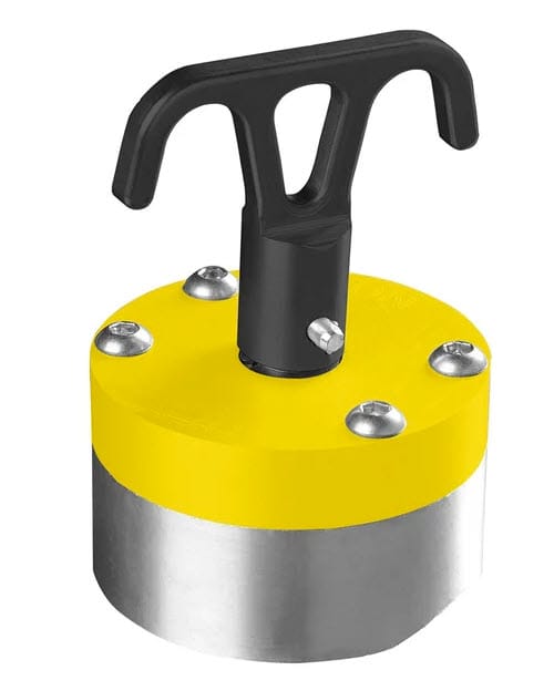 Magswitch magnetic lifting tool with yellow housing and black handle