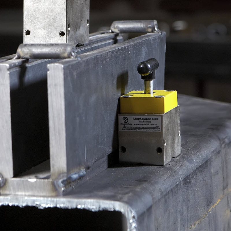 Magswitch MagSquare 400 magnetic clamp on steel workpiece