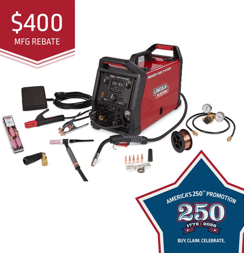 Lincoln Power MIG 215 MPi Multi-Process Welder TIG One-Pak K4878-1