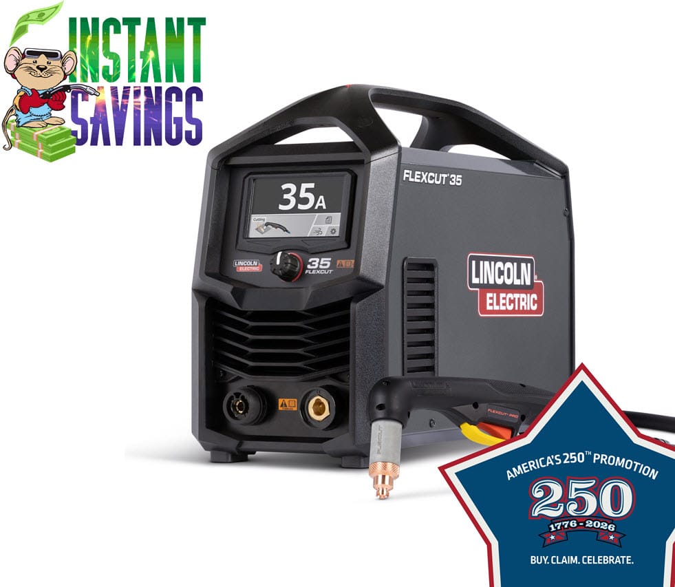 Lincoln Welders 25 ft Lincoln FlexCut 35 Plasma Cutter Handheld Ready-Pak K5821-H