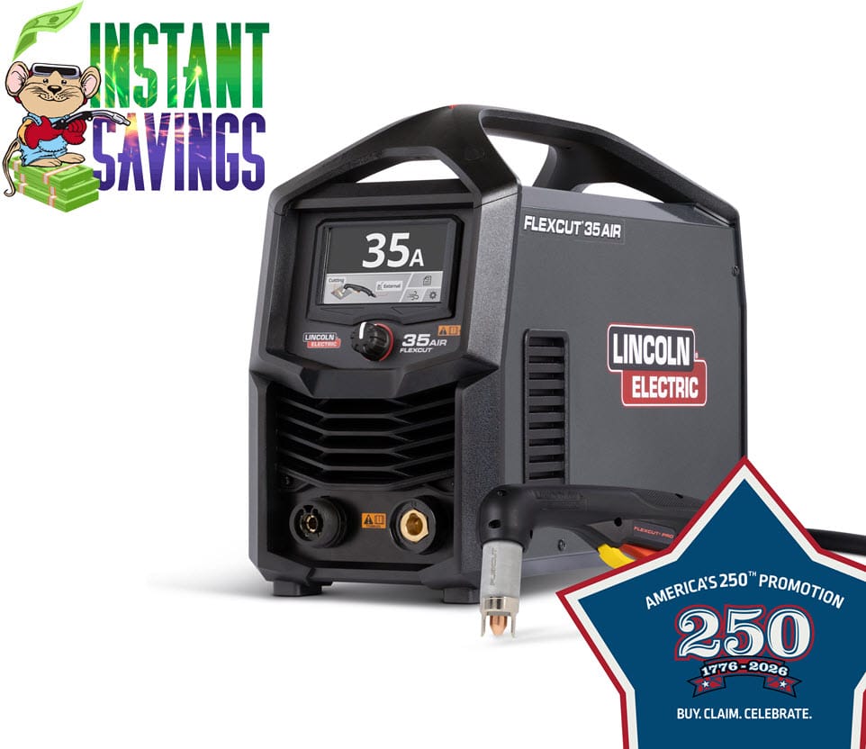 Lincoln Welders 12.5 ft Lincoln FlexCut 35 Air Plasma Cutter Handheld Ready-Pak K5822-H