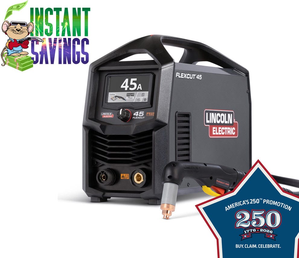 Cyberweld 25 ft Lincoln FlexCut 45 Plasma Cutter Handheld Ready-Pak K5823-H
