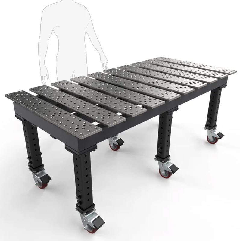 BuildPro Machine Accessories Adjustable 27" - 37" + Casters BUILDPRO MAX Adjustable Leg Slotted Welding Table 6.5' x 3' (Standard) TMR57838