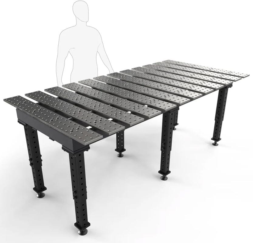 BuildPro Machine Accessories Adjustable 22-1/4" - 38-1/2" BUILDPRO MAX Adjustable Leg Slotted Welding Table 8' x 4' (Standard) TMR59446