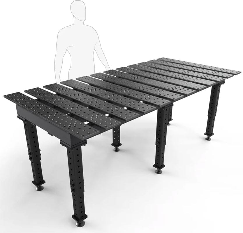 BuildPro Machine Accessories Adjustable 22-1/4" - 38-1/2" BUILDPRO MAX Slotted Adjustable Leg Welding Table 8' x 4' (Nitrided) TMQR59446