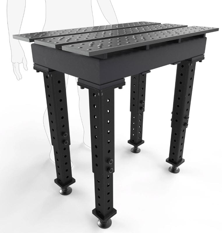 BuildPro Machine Accessories Adjustable 22-1/4" - 38-1/2" BUILDPRO MAX Slotted Welding Table 2' x 3' (Nitrided) w/Adjustable Legs TMQR52238