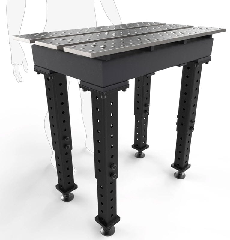 BuildPro Machine Accessories Adjustable 22-1/4" - 38-1/2" BUILDPRO MAX Slotted Welding Table 2' x 3' (Standard) w/Adjustable Legs TMR52238