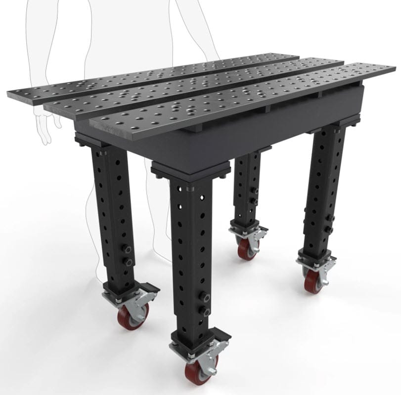 BuildPro Machine Accessories 2x4 BUILDPRO MAX Slotted Welding Table 2' x 4' (Nitrided) w/Adjustable Legs & Casters TMQRC52246