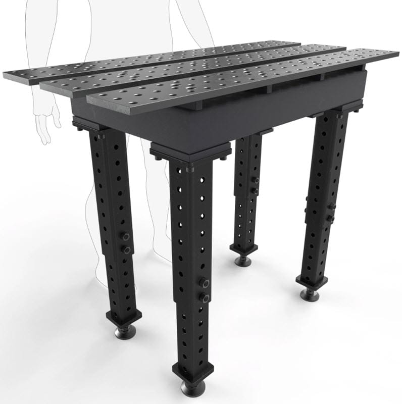 BuildPro Machine Accessories Adjustable 22-1/4" - 38-1/2" BUILDPRO MAX Slotted Welding Table 2' x 4' (Nitrided) w/Adjustable Legs TMQR52246