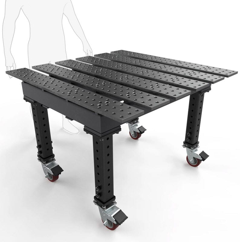 BuildPro Machine Accessories Adjustable 27" - 37" + Casters BUILDPRO MAX Slotted Welding Table 4' x 4' (Nitrided) w/Adjustable Legs TMQR54746
