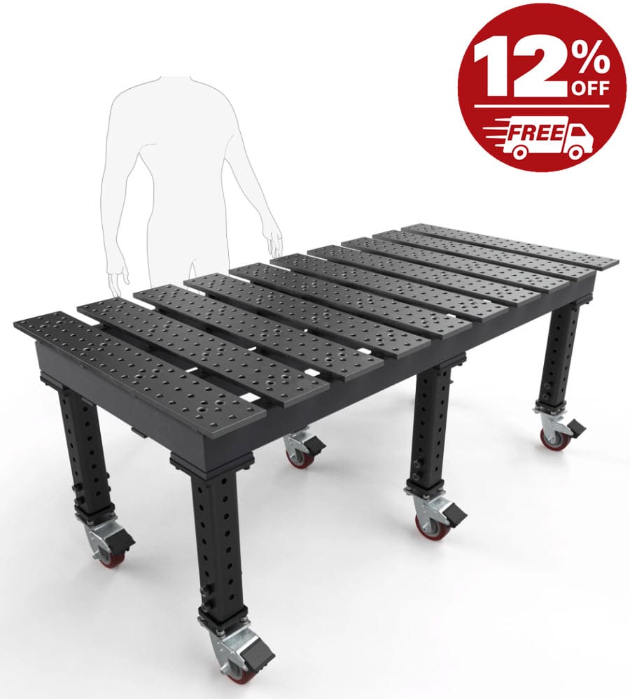 BuildPro Machine Accessories BUILDPRO MAX Slotted Welding Table 6.5' x 3' (Nitrided) w/Adjustable Legs TMQR57838