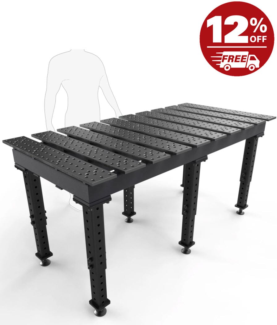 BUILDPRO MAX Slotted Welding Table 6.5' x 3' (Nitrided) w/Adjustable Legs TMQR57838
