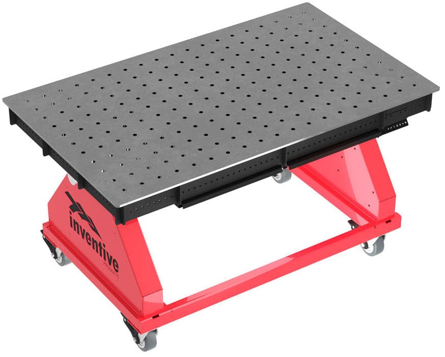 Inventive Products Machine Accessories Red Inventive Powerlift Pro Series Adjustable Height Welding Table 60" X 36" ITD23206