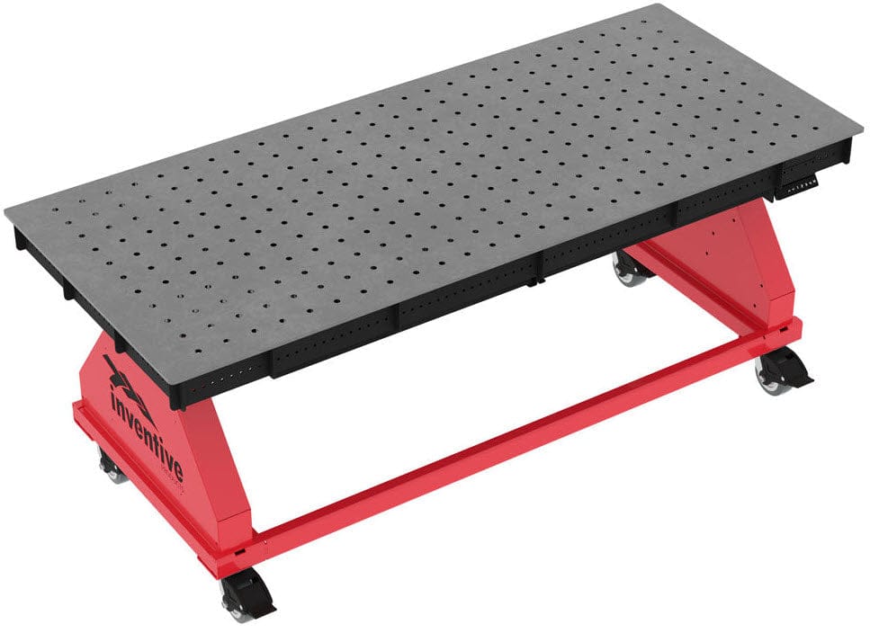 Inventive Products Machine Accessories Red Inventive Powerlift Pro Series Adjustable Height Welding Table 84" X 36" ITD23201