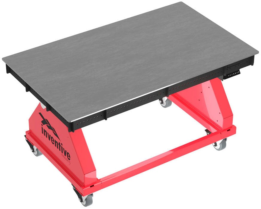 Inventive Products Machine Accessories Red Inventive Powerlift Workman Series Adjustable Height Welding Table 60" X 36" ITD23205