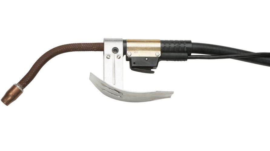 Welding torch with a metal guide attachment