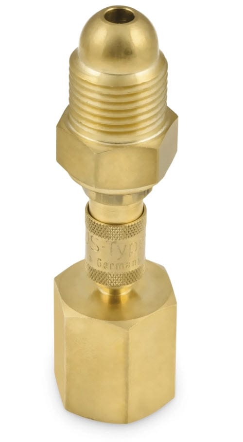Weldcraft brass gas adapter fitting with threaded top and hexagonal base