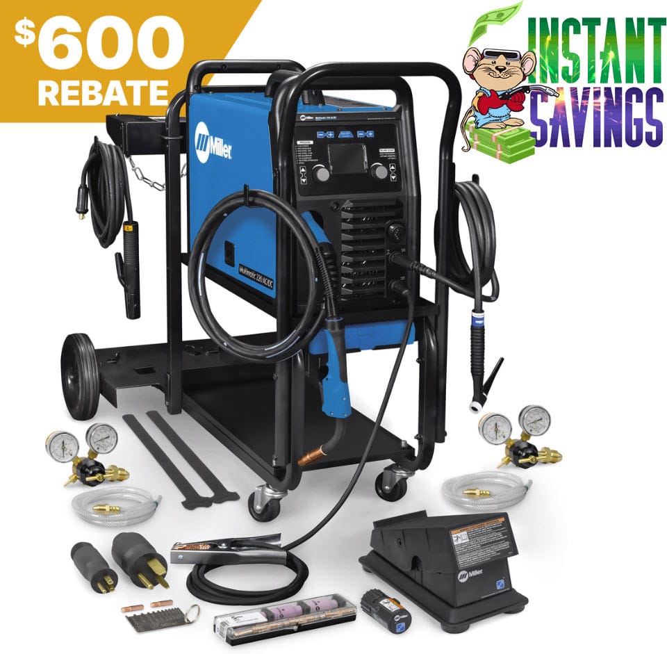 Miller Multimatic 220 AC/DC w/Dual Cylinder Cart & Wireless Foot Control 951000104