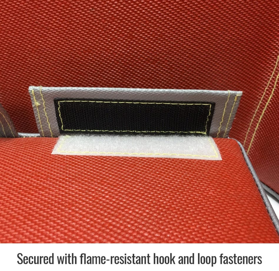 Black Stallion red fabric panel with flame resistant hook and loop fasteners