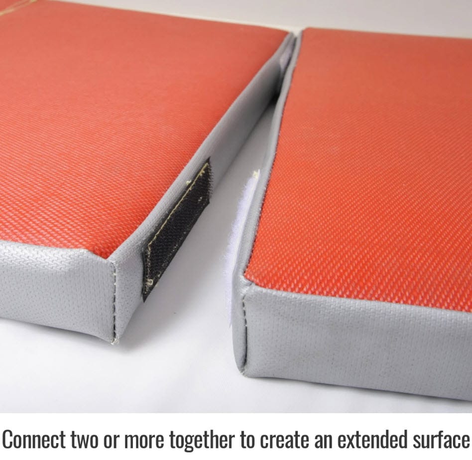 Black Stallion red and grey foam pads with hook and loop fasteners for connecting surfaces