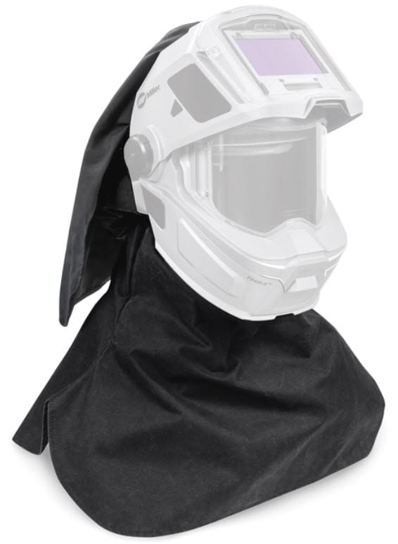 Black fabric welding helmet bib attachment