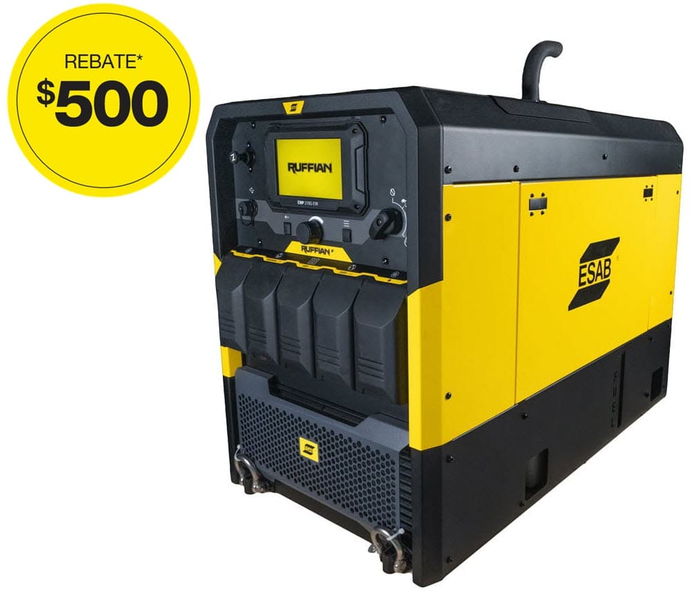 ESAB Ruffian EMP 210G engine driven welder with 500 dollar rebate graphic