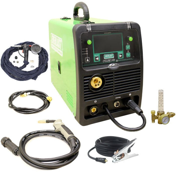 17-Piece MIG Welder Consumables Kit – Fits Everlast Cyclone 140E, Includes Nozzles, Contact Tips (.023"), And Gas Diffusers – Chrome-Plated Steel & Brass