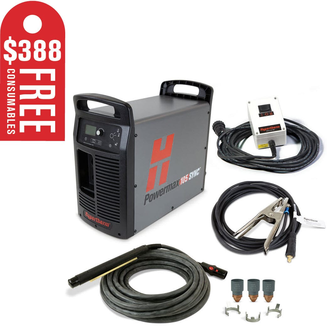 Hypertherm Welders Hypertherm Powermax105 SYNC Plasma Cutter w/CPC, 180 Degree Machine Torch & Remote