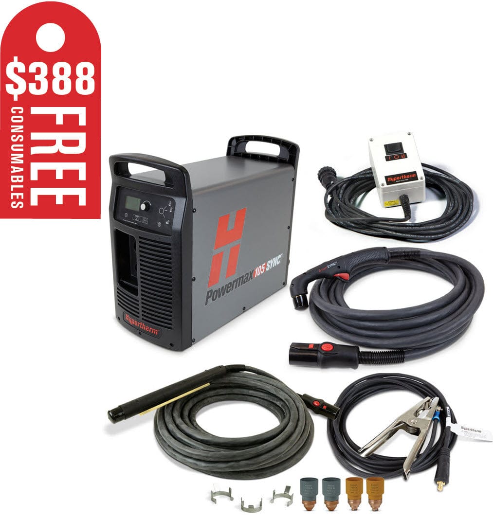 Hypertherm Welders Hypertherm Powermax105 SYNC Plasma Cutter w/CPC, 75 & 180 Degree Torches, & Remote 059687