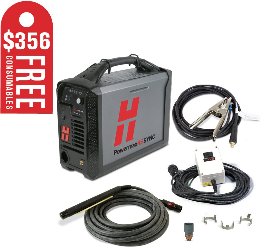 Hypertherm Welders 25 ft Hypertherm Powermax45 SYNC Plasma Cutter w/CPC, 180 Degree Machine Torch & Remote