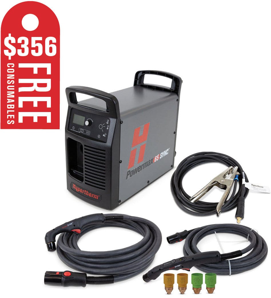 Hypertherm Welders 25 ft Hypertherm Powermax65 SYNC Plasma Cutter w/75 & 15 Degree Handheld Torches