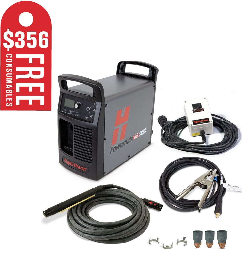 Hypertherm Welders Hypertherm Powermax65 SYNC Plasma Cutter w/CPC, 180 Degree Machine Torch & Remote