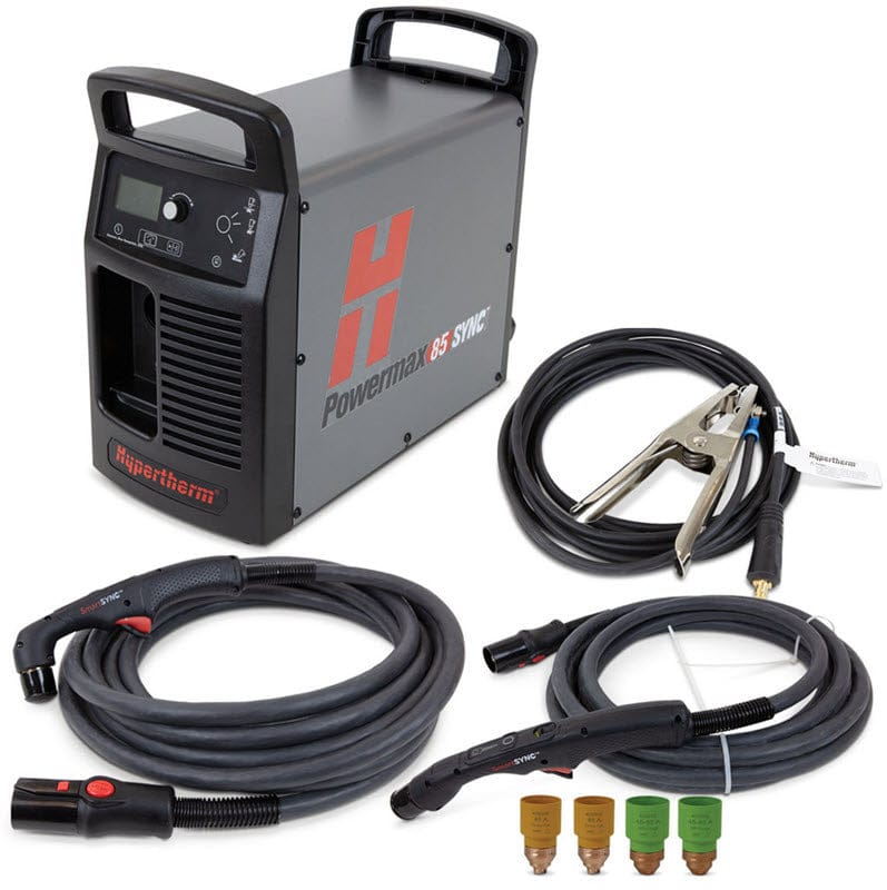Hypertherm Welders 25 ft Hypertherm Powermax85 SYNC Plasma Cutter w/75 & 15 Degree Handheld Torches 087187
