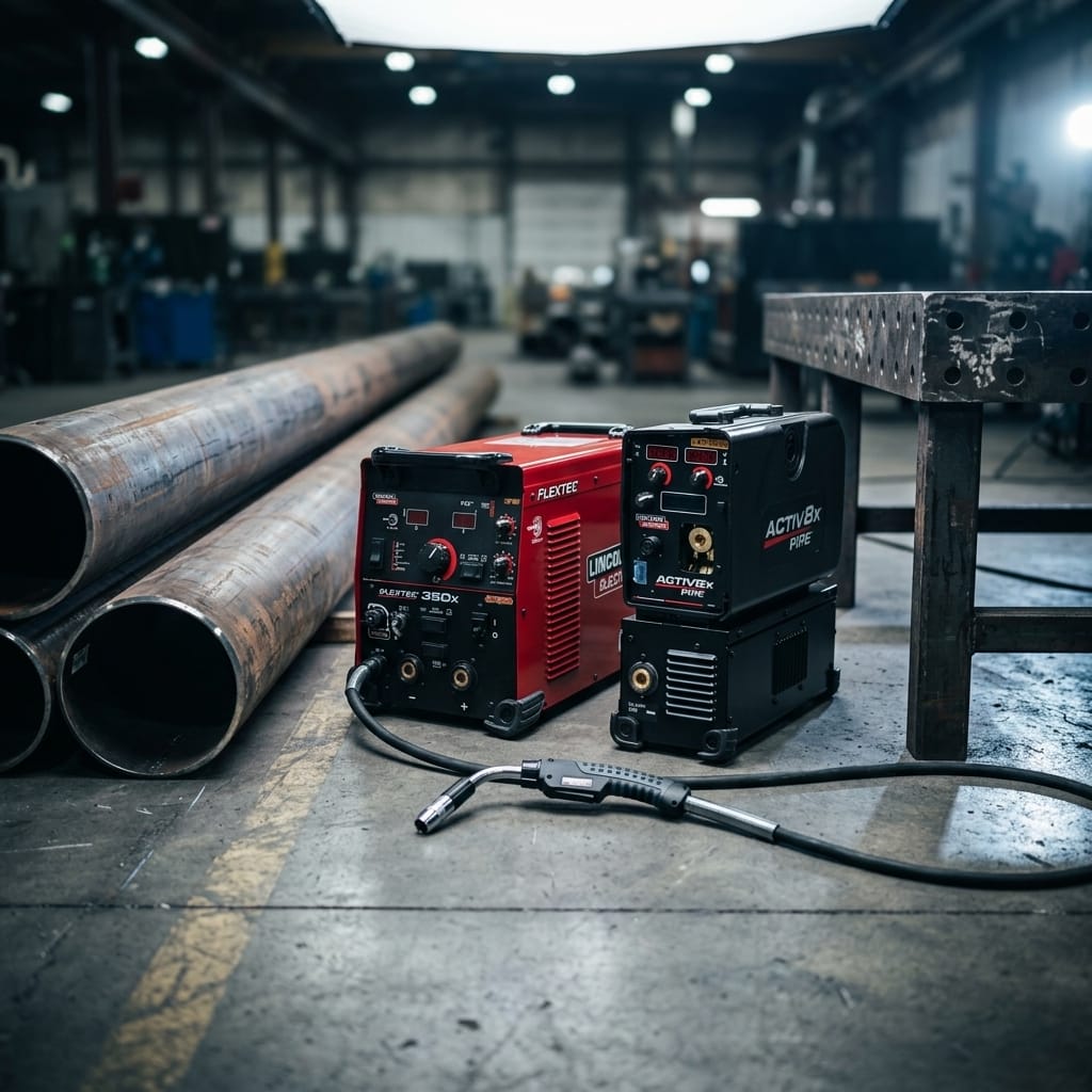 Industrial welding system and wire feeder — Pipeline Workshop Scene | Generated by Modelize