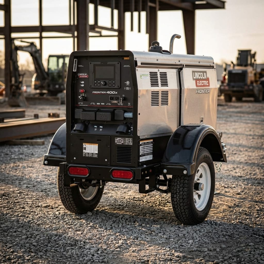 Engine-driven welder and generator on a trailer — Industrial Job Site Placement | Generated by Modelize
