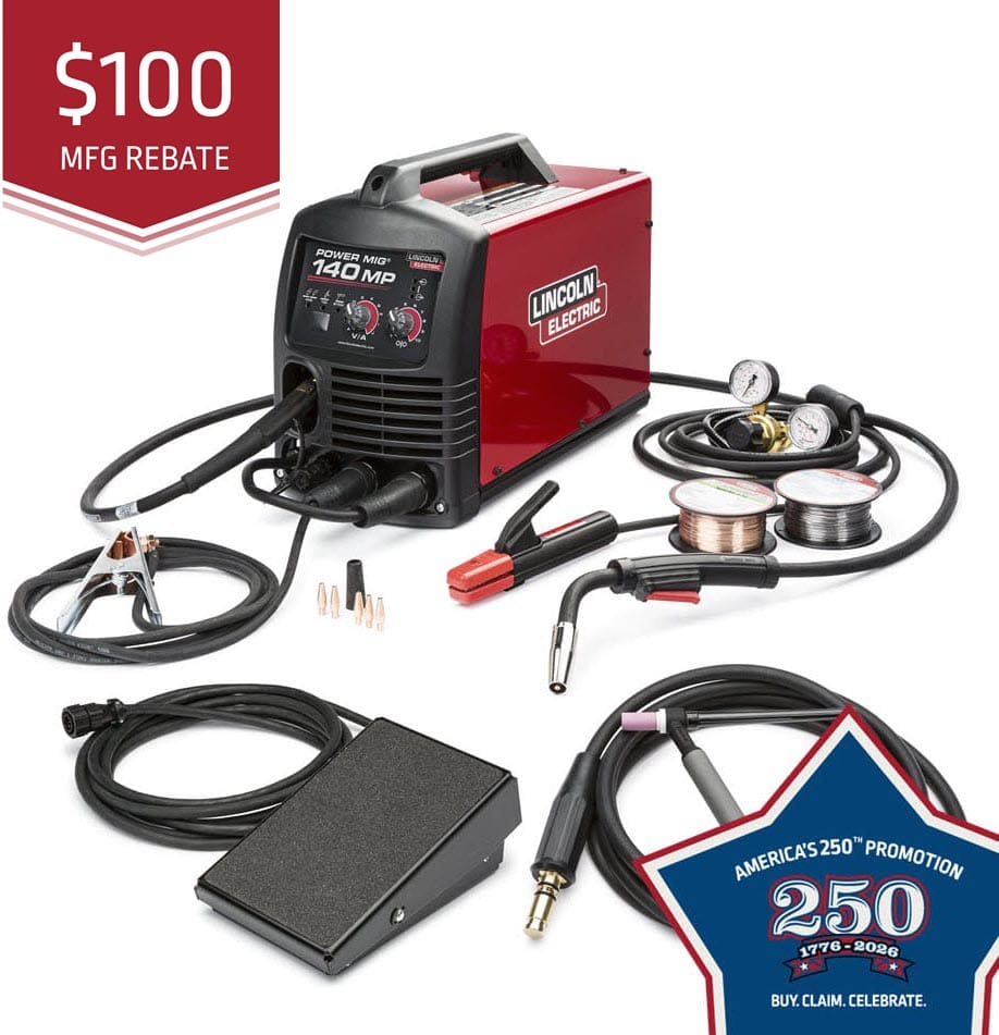 Lincoln Welders Lincoln POWER MIG 140 MP Multi-Process Welder TIG One-Pak K4499-1