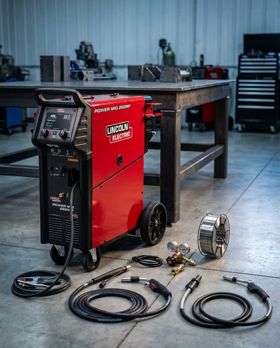 Multi-process industrial MIG welder — Professional Workshop Scene | Generated by Modelize