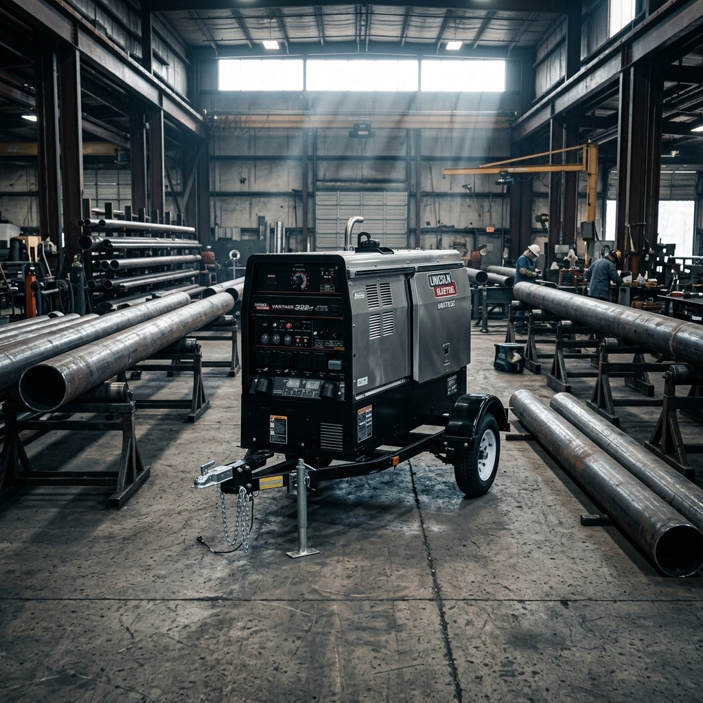 Diesel engine welder with trailer — Industrial Job Site Lifestyle | Generated by Modelize