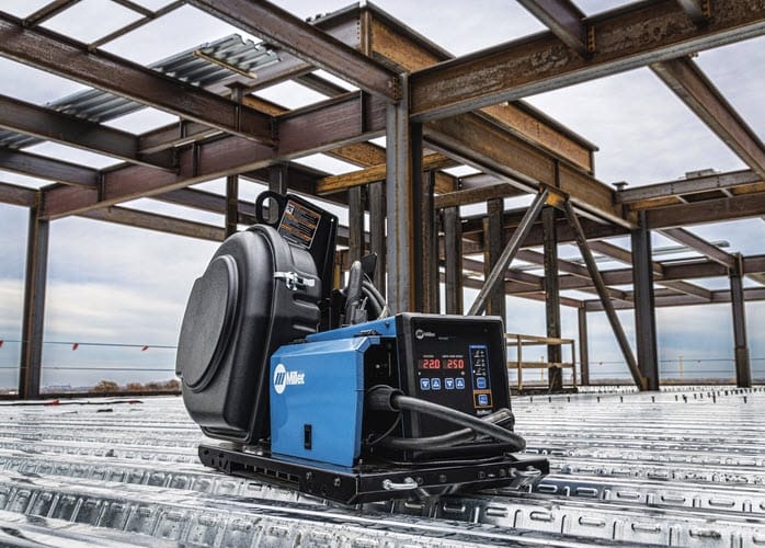 Miller welding equipment on a steel construction site