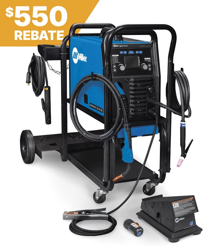 Miller Welders Miller Multimatic 220 AC/DC w/Dual Cylinder Cart & Wireless Foot Control 951000104