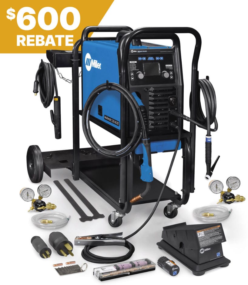 Miller Multimatic 220 AC/DC w/Dual Cylinder Cart & Wireless Foot Control 951000104