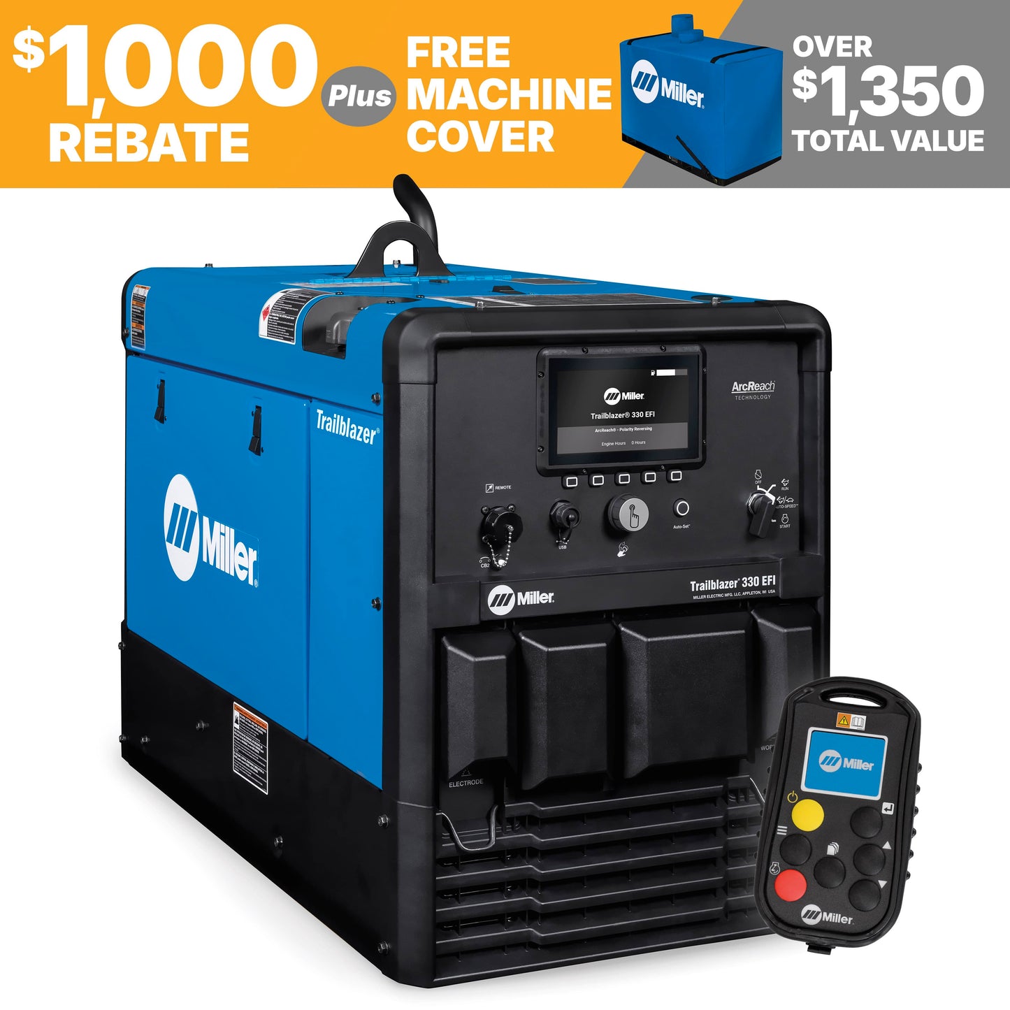 Miller Welders Miller Trailblazer 330 EFI w/Excel Power, Pol. Rev. &  WIC 907832006