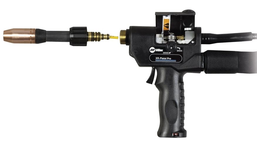 Miller XR Pistol Pro welding gun with detachable nozzle assembly