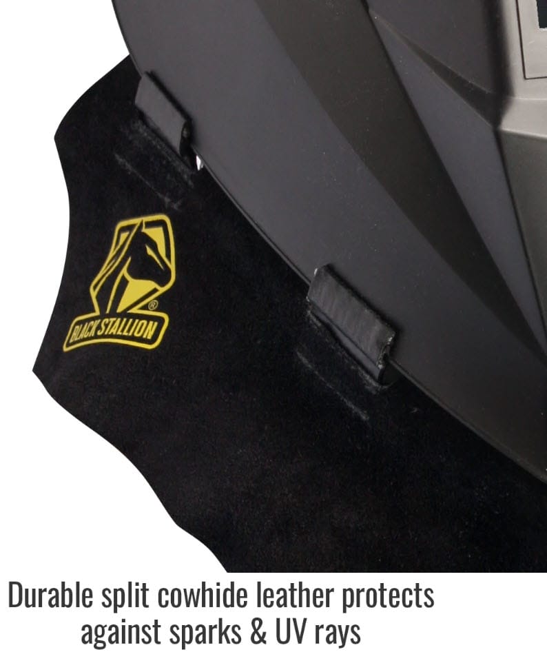 Black Stallion black leather welding helmet bib